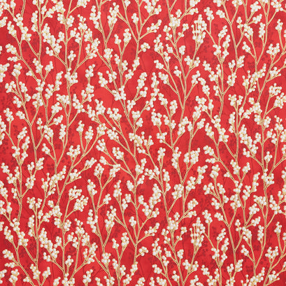 Holiday Flourish - Festive Finery Candy Cane Colorstory Berries Crimson Metallic Yardage
