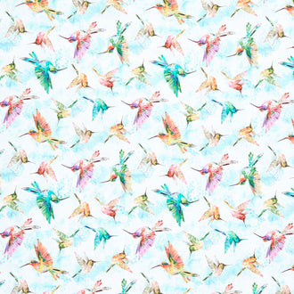 A Hummingbird's Charm - Birds in Flight Morning Dew Yardage