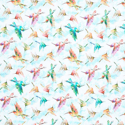A Hummingbird's Charm - Birds in Flight Morning Dew Yardage