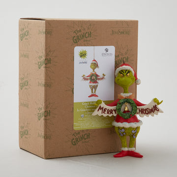Jim Shore Dr. Seuss Grinch Holding Banner Ornament Alternative View #1