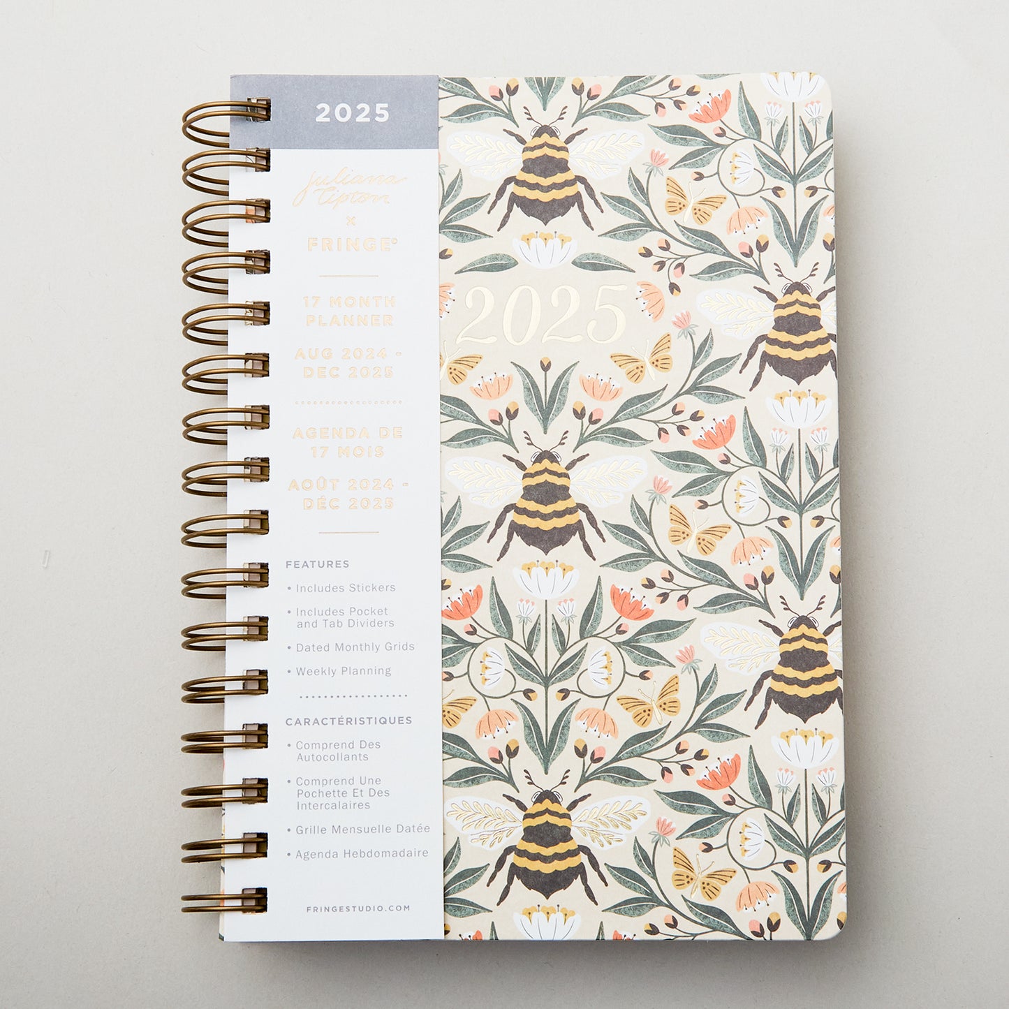 JT Bee Floral 2025 Paperback 17 Month Planner Primary Image