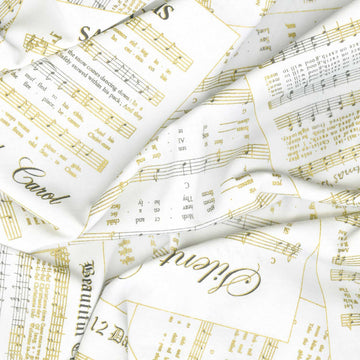 Christmas Musical - Holiday Songs Cream Metallic Yardage Alternative View #1
