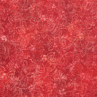 Artisan Batiks - Joyful Holidays Bells Crimson Metallic Yardage