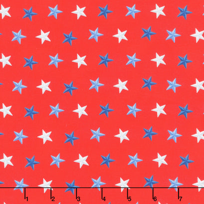 Faith, Family, Freedom - Stars of Freedom Red Yardage