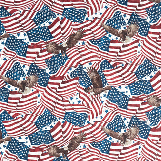 Stars and Stripes - Flags and Eagles Cream Multi Yardage