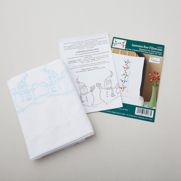 Snowman Row Embroidery Pillowcase Set Alternative View #2