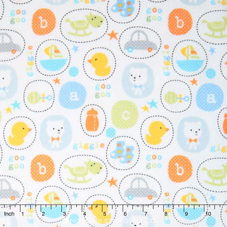 Cuddle Flannel - Baby Toys & Letters Yardage