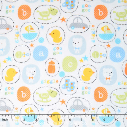 Cuddle Flannel - Baby Toys & Letters Yardage