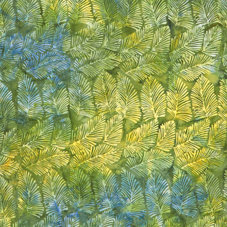 Turtle Cove Batiks - Banana Leaf Green Cactus Yardage