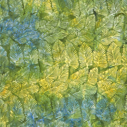 Turtle Cove Batiks - Banana Leaf Green Cactus Yardage