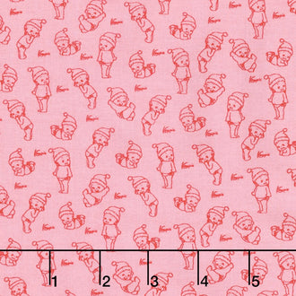 Kewpie Christmas - Christmas Tonal Pink Yardage