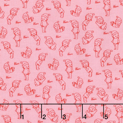 Kewpie Christmas - Christmas Tonal Pink Yardage