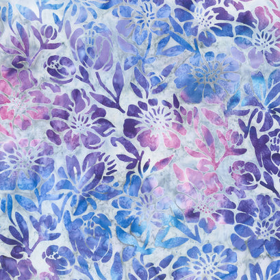 Artisan Batiks - Anemone Large Flowers Periwinkle Yardage