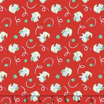 Toy Chest 3 - Kitties Red Yardage