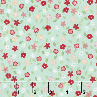 Vintage Adventure - Tiny Floral Aqua Yardage