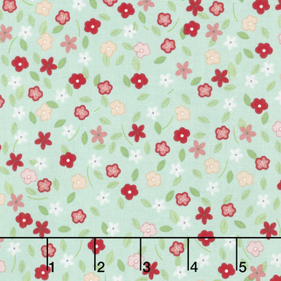 Vintage Adventure - Tiny Floral Aqua Yardage