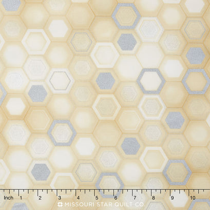 Winter's Grandeur Indigo - Natural Metallic Yardage