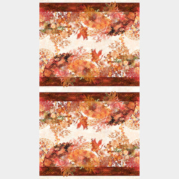 Oriental Gardens - Fan Border Stripe Red Yardage Alternative View #1