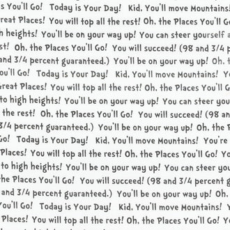 Oh the Places You'll Go - Text Black Yardage