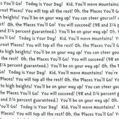 Oh the Places You'll Go - Text Black Yardage