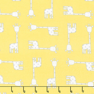 Penned Pals Flannel - Yellow Colorstory Giraffes Yellow Yardage