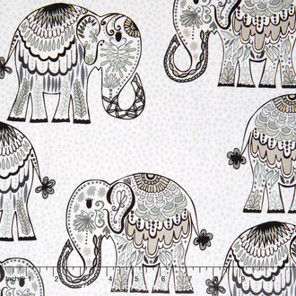 Jules and Indigo - Elephant Graphite Yardage