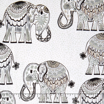 Jules and Indigo - Elephant Graphite Yardage