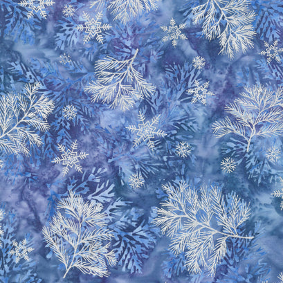 Artisan Batiks - Northwoods 7 Branches Winter Metallic Yardage