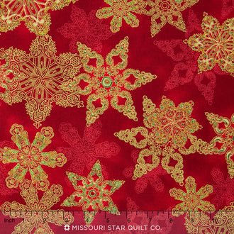 Holiday Flourish - Crimson Metallic Yardage