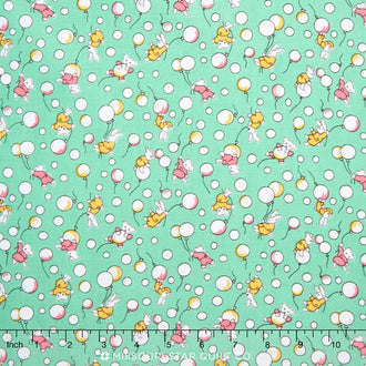 Toy Chest - Bunnies & Balloons Aqua Yardage