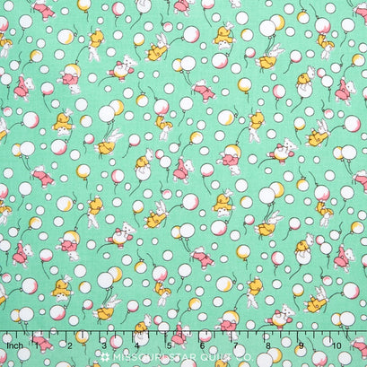 Toy Chest - Bunnies & Balloons Aqua Yardage