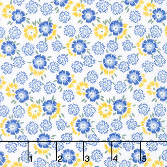Sunshine Garden - Flowers Blue Yardage