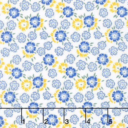 Sunshine Garden - Flowers Blue Yardage