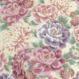 Imperial Collection 14 - Garden Colorstory Flowers Camellia MetallicYardage