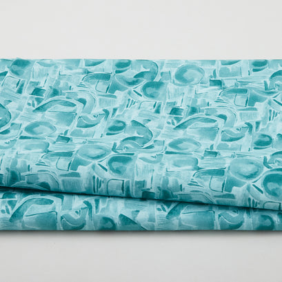 Spectral - Abstract Shapes Aqua 118" Wide 3 Yard Cut