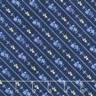 Morning Blooms - Diagonal Stripe Navy Yardage
