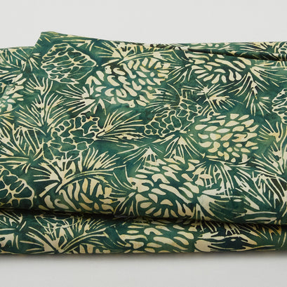 Winter Wonders Batiks - Pinecone Hunter Green 2 Yard Cut