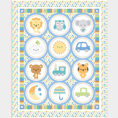 Special Delivery - Baby Animals Blue Multi Panel