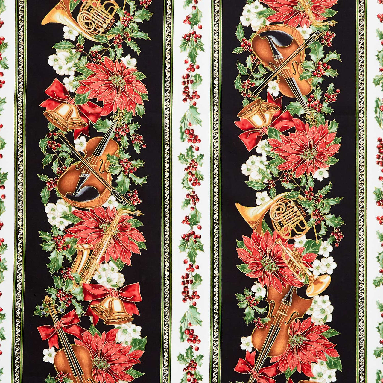 Christmas Musical - Musical Stripe Multi Metallic Yardage Primary Image
