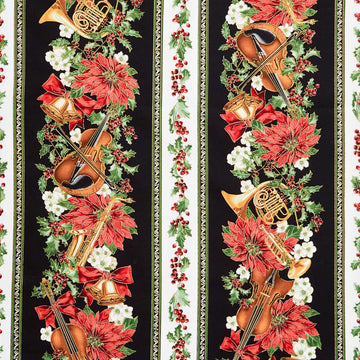 Christmas Musical - Musical Stripe Multi Metallic Yardage Primary Image
