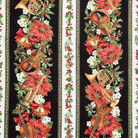 Christmas Musical - Musical Stripe Multi Metallic Yardage Primary Image