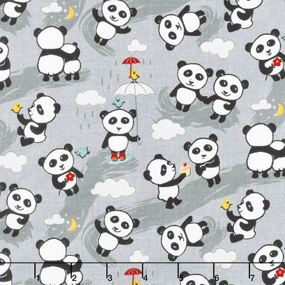 Panda Love - Toss Gray Yardage