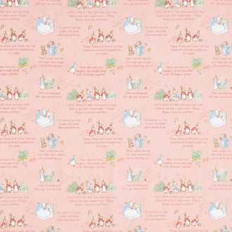 The Tale of Peter Rabbit - Text Coral Yardage