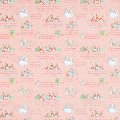 The Tale of Peter Rabbit - Text Coral Yardage
