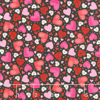 I Heart You - Tossed Hearts Black Yardage