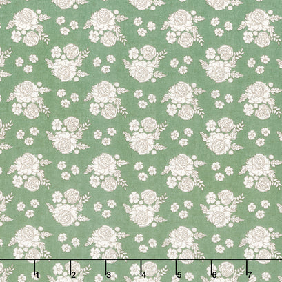 Bloomberry - Petite Flowers Green Yardage