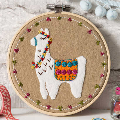 Llama Wool Felt Embroidery Applique Kit