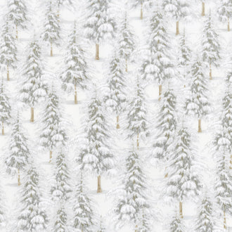 Winter White 3 - Ice Trees Ice Metallic Yardage