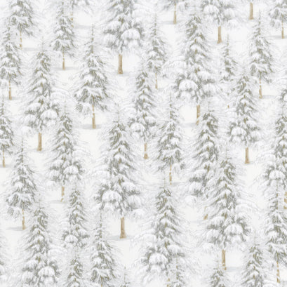 Winter White 3 - Ice Trees Ice Metallic Yardage
