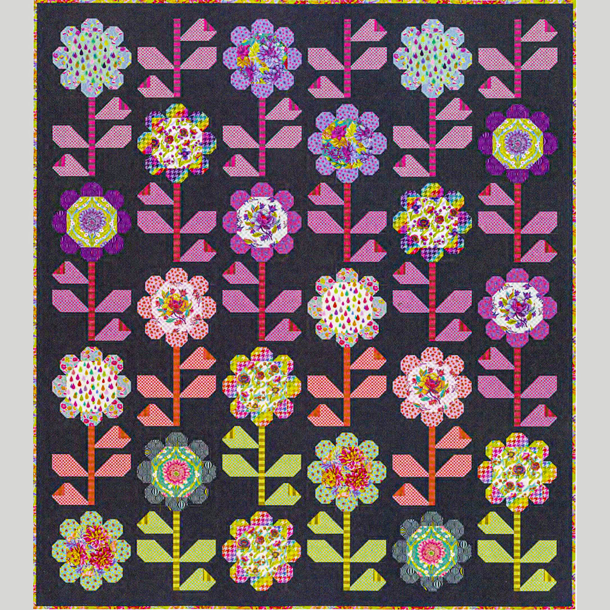Pink Kit With Patterns Tula Pink Blooming Bouquet Quilt Kit - Dark